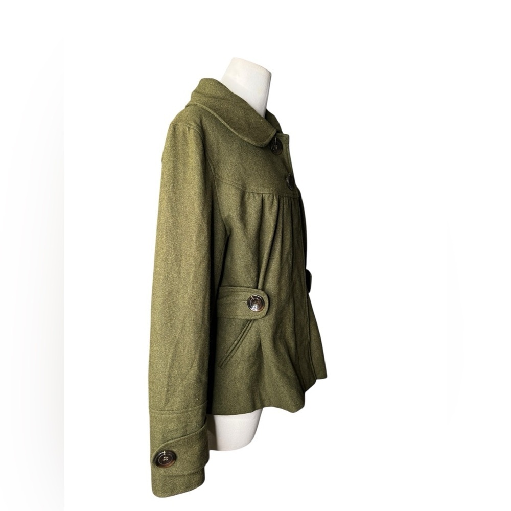 Hazel Wool Blend Olive Green Coat Jacket Size Large - Picture 5 of 8